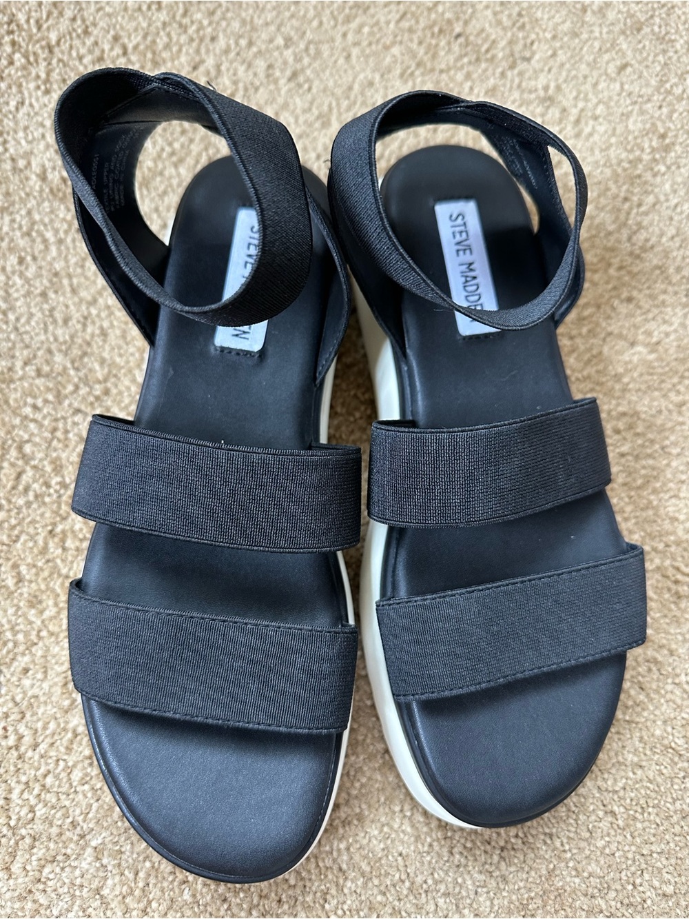 Steve Madden Black Elastic Strap Platform Sandals